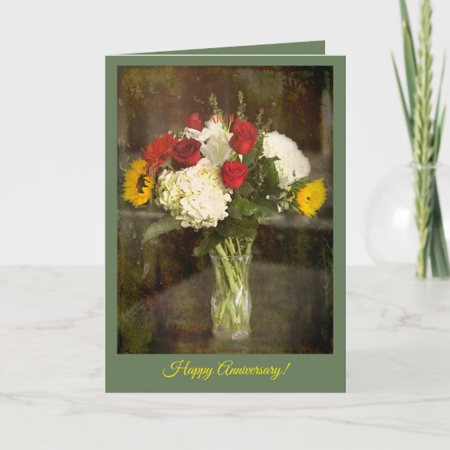 Carte d'anniversaire général avec Bouquet de fleur (Devant)