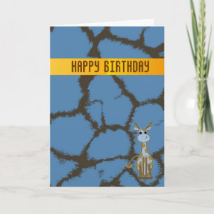 Carte d'anniversaire Girafe Bleu