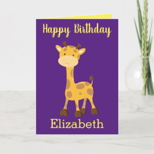 Carte d'anniversaire girafe fille