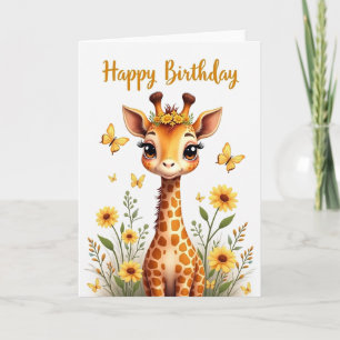 Carte d'anniversaire girafe florale