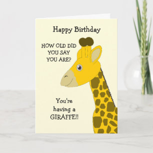 Carte d'anniversaire Giraffe humoristique