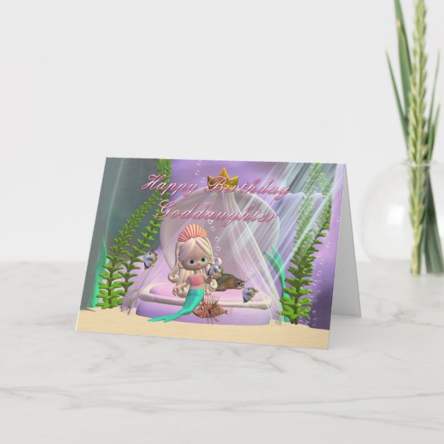 Carte d'anniversaire Godgirl avec petite sirène (Devant)