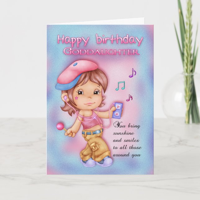 Carte d'anniversaire Godgirl - fille mignonne avec (Devant)