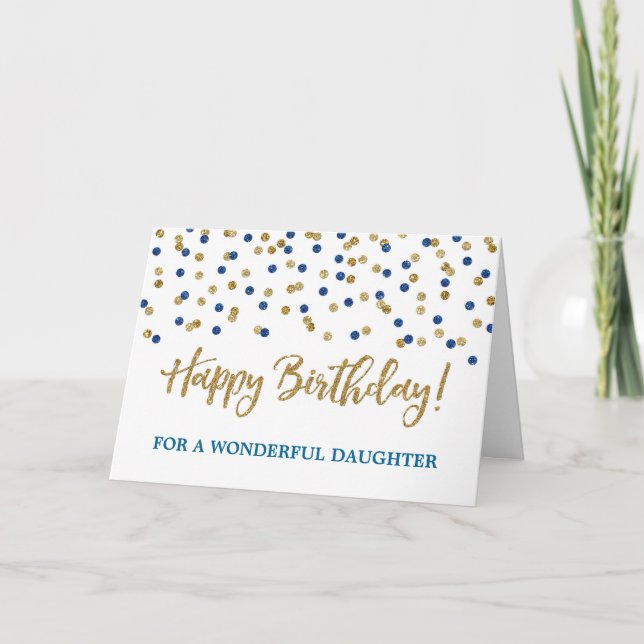Carte d'anniversaire Gold Blue Confetti (Devant)
