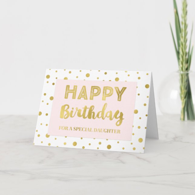 Carte d'anniversaire Gold Confetti Rose (Devant)