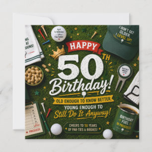 Carte d'anniversaire Golf 50 ans pour golfeur sur 