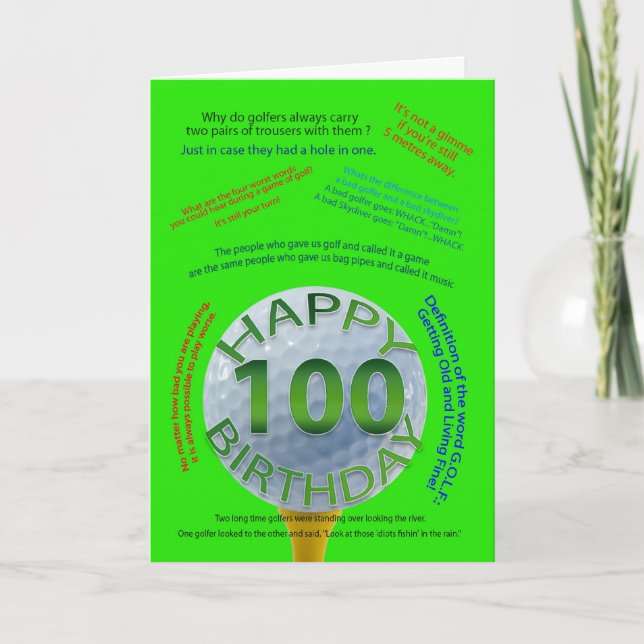 Carte d'anniversaire Golf Jokes pour 100 ans (Devant)