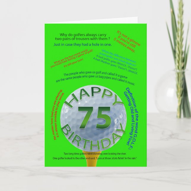Carte d'anniversaire Golf Jokes pour 75 ans (Devant)
