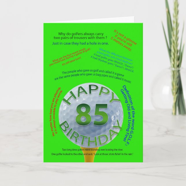 Carte d'anniversaire Golf Jokes pour 85 ans (Devant)