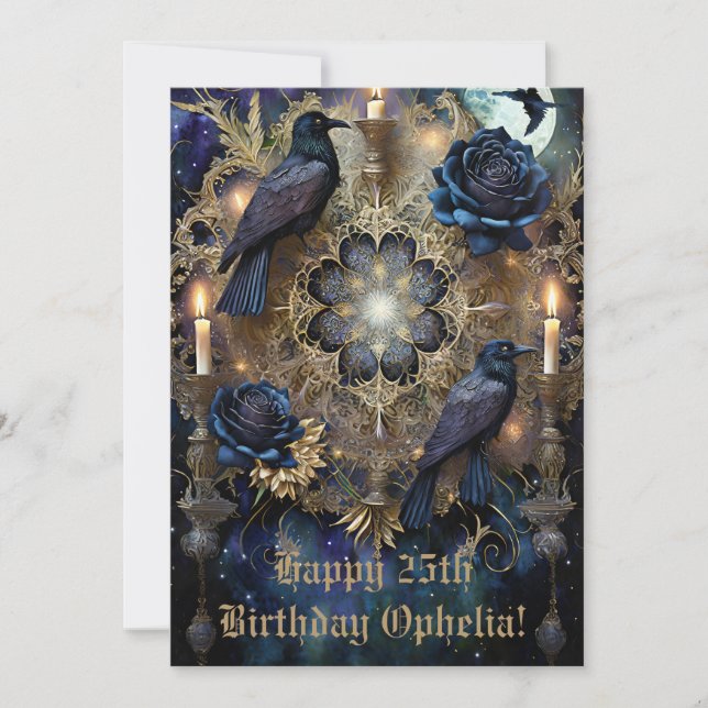 Carte d'anniversaire gothique bleu (Devant)