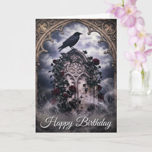 Carte d'anniversaire Gothique Corbeaux & Roses Tom