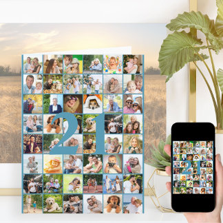 Carte d'anniversaire grande avec collage de photos
