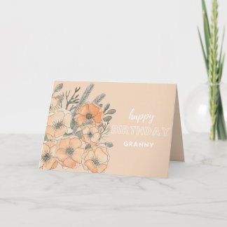 Carte d'anniversaire Granny - Fleur aquarelle