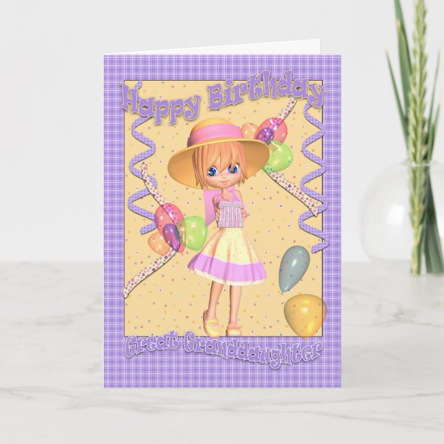 Carte d'anniversaire Great Grandgirl - Cute Little (Devant)