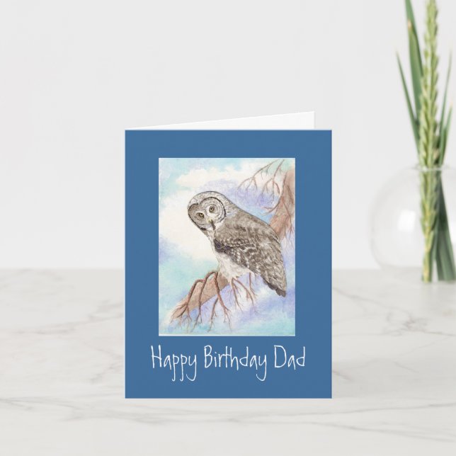 Carte d'anniversaire Great Grey Owl Papa (Devant)