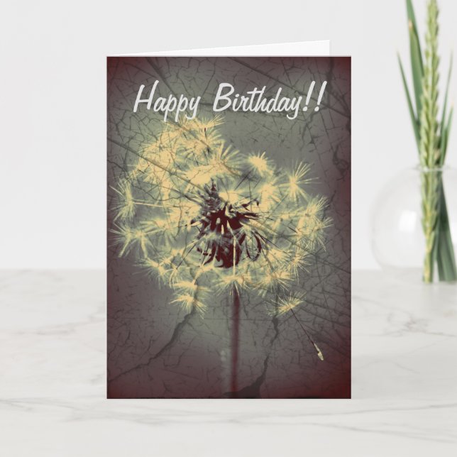 Carte d'anniversaire grunge de pissenlit (Devant)