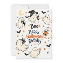 Carte d'anniversaire Halloween Fantôme Mignon Boo