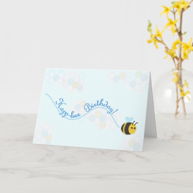 Carte d'anniversaire Happ-bee (Fleur jaune)