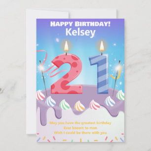 Carte d'anniversaire heureuse à 21 ans
