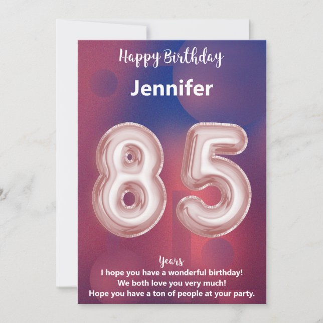 Carte d'anniversaire heureuse à 85 ans (Devant)