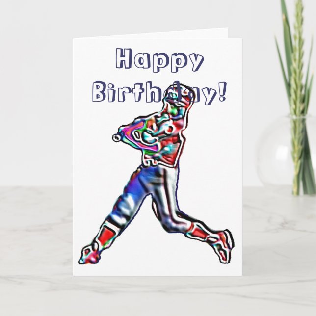 Carte d'anniversaire heureuse du joueur de basebal (Devant)