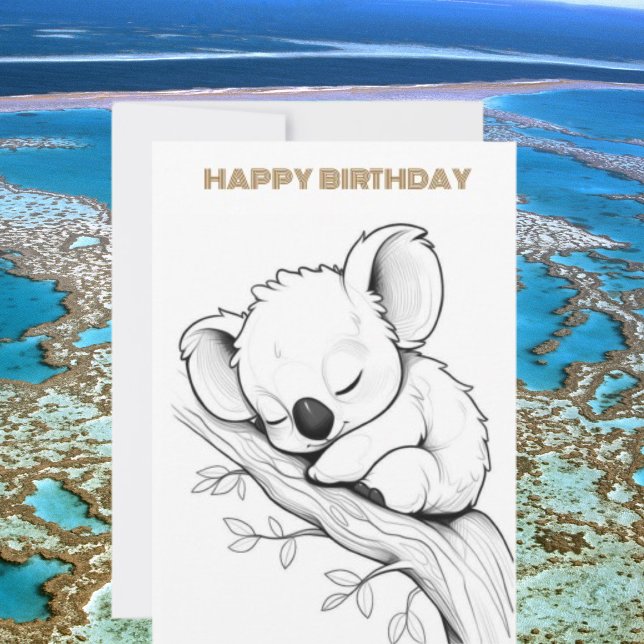 Carte d'anniversaire heureuse koala dormant (Créateur téléchargé)