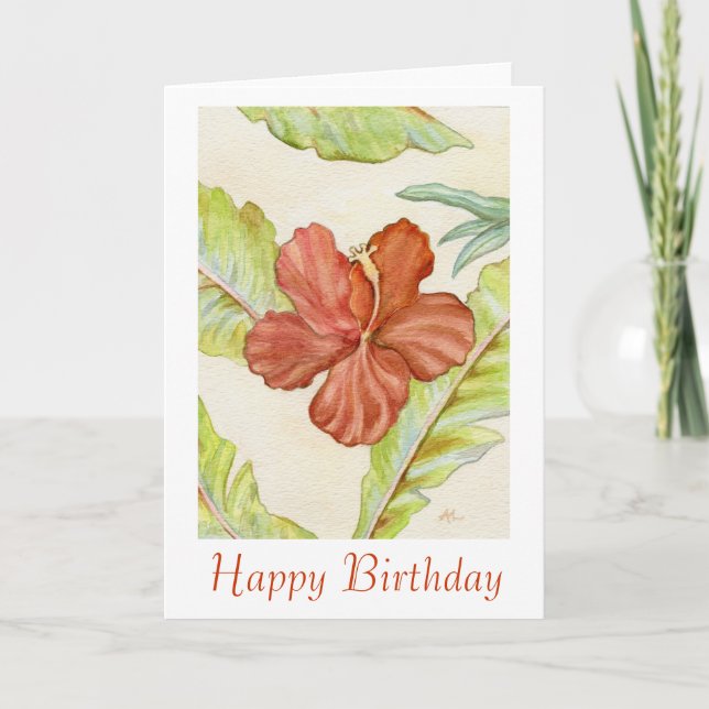 Carte d'anniversaire Hibiscus (Devant)