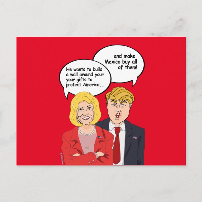 Carte d'anniversaire Hillary vs Trump - Un mur aut (Devant)