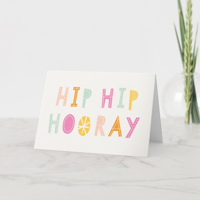 Carte d'anniversaire Hip Hip Hooray - Orange (Devant)