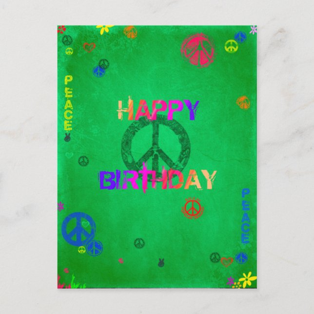 Carte d'anniversaire hippie heureuse (Devant)