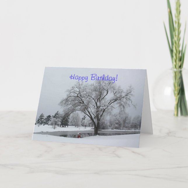 CARTE D'ANNIVERSAIRE, HIVER, NEIGE (Devant)