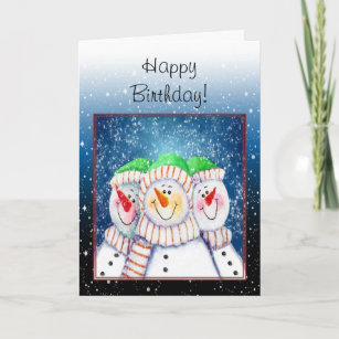 5 - 12 ou 14 cartes invitation anniversaire hiver bonhomme de neige réf 474