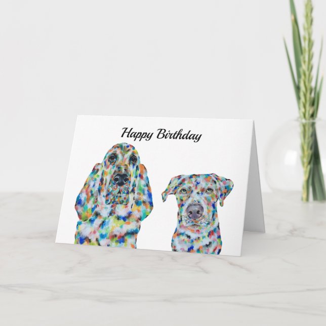 Carte d'anniversaire Hound Dog and Labrador (Devant)