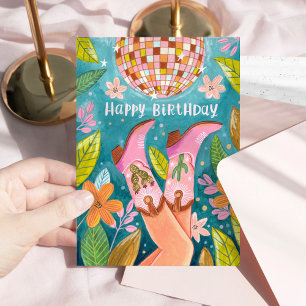 Carte d'anniversaire Howdy Birthday Pink Cowgirl B