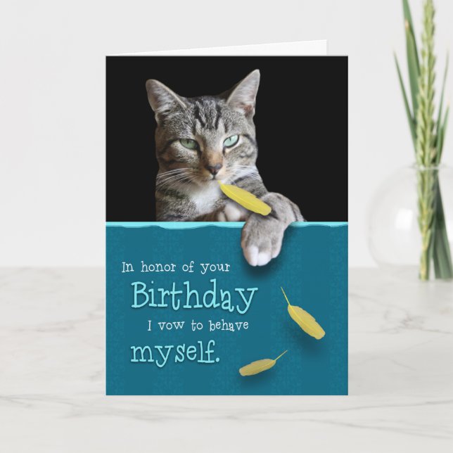 Carte d'anniversaire humoristique avec le chat (Devant)