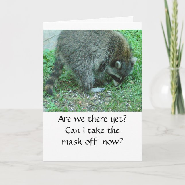 Carte d'anniversaire humoristique, Raccoon, "Somme (Devant)