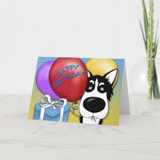 Carte d'anniversaire Husky (Devant)