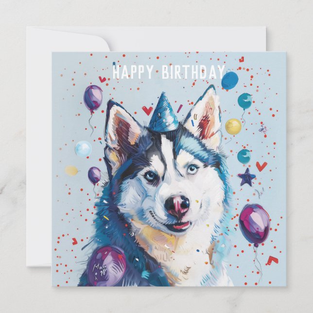 Carte d'anniversaire Husky / Malamute (Devant)