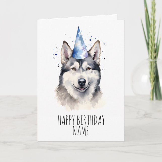 Carte d'anniversaire Husky Watercolor (Devant)