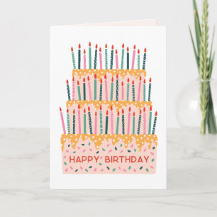 Carte d'anniversaire illustration gâteau à étages