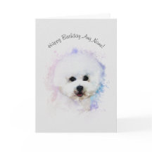 Carte d'anniversaire illustrée Bichon Frise