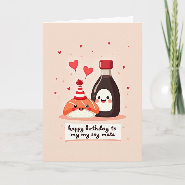 Carte d'anniversaire illustrée de sushi (Devant)