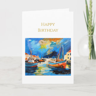 Carte d'anniversaire Impressionniste du port