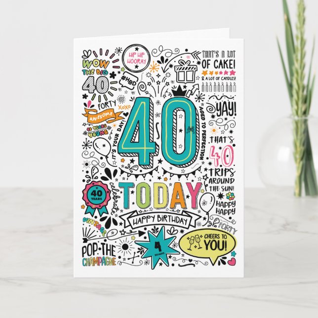 Carte d'anniversaire imprimable 40 ans (Devant)