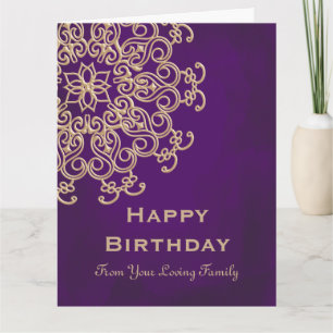 CARTE D'ANNIVERSAIRE INDIENNE VIOLET ET OR