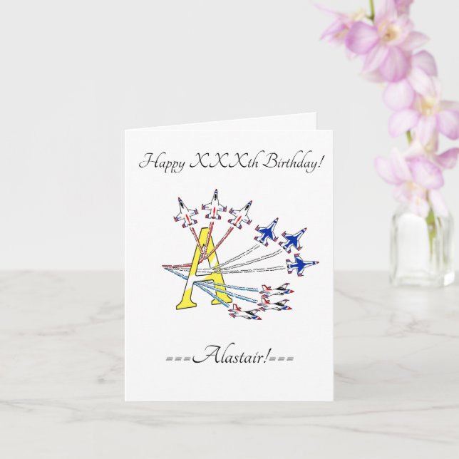Carte d'anniversaire initiale A Thunderbirds (Orchidée)