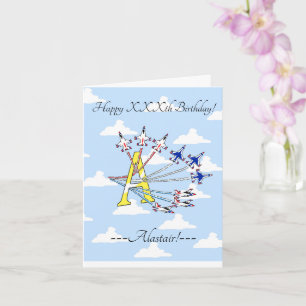 Carte d'anniversaire initiale A Thunderbirds Blue 