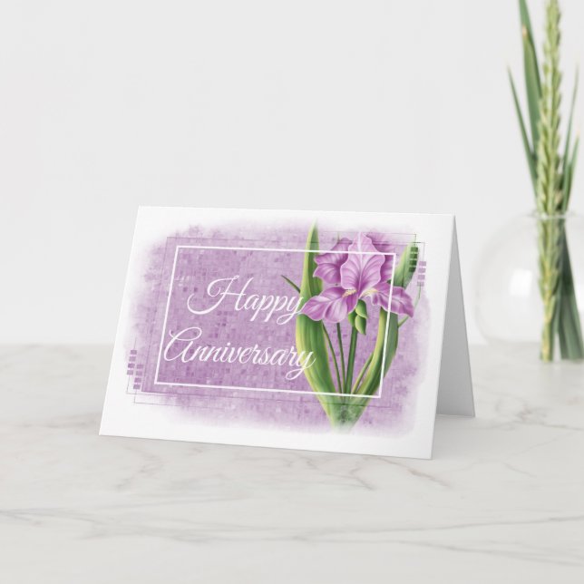 Carte d'anniversaire - Iris pourpre d1 (Devant)