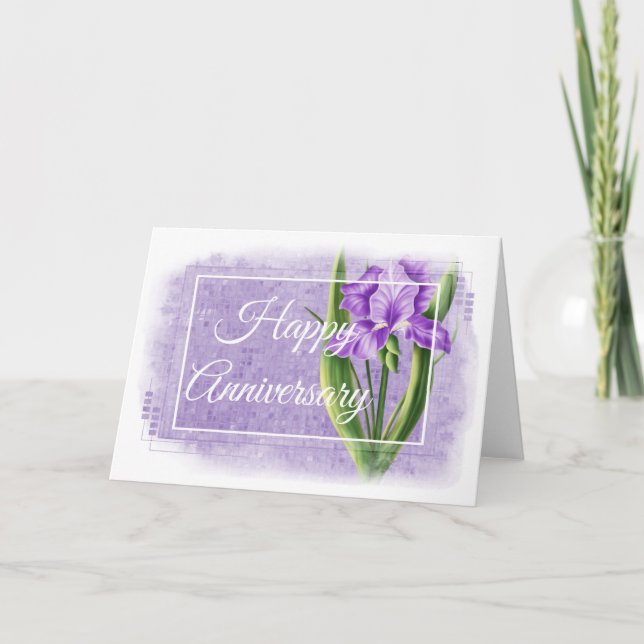 Carte d'anniversaire - Iris pourpre d2 (Devant)