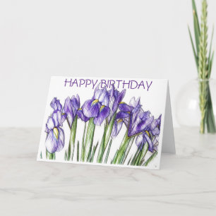 Carte d'anniversaire Irises (vide)